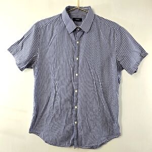 Theory Silvain Amicable Short Sleeve Gingham Check Plaid Button Up Shirt Size M